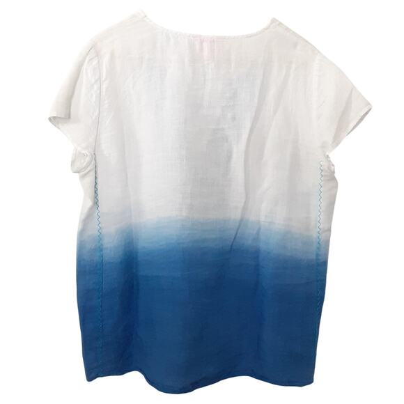 Lilly Pulitzer Breakers Row Ombré Linen Tunic Top Embroidered Womens M Resort - Picture 4 of 11